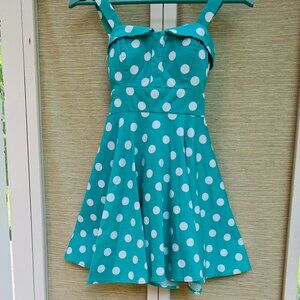 Ixia 50s Style Retro Polka Dot Mini Dress Rockabilly Swing Dress Mint Green